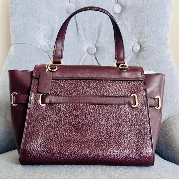 NWT Coach Blake Flap Carryall Satchel Crossbody Turn Lock Zip Burgundy Gift - Picture 11 of 14